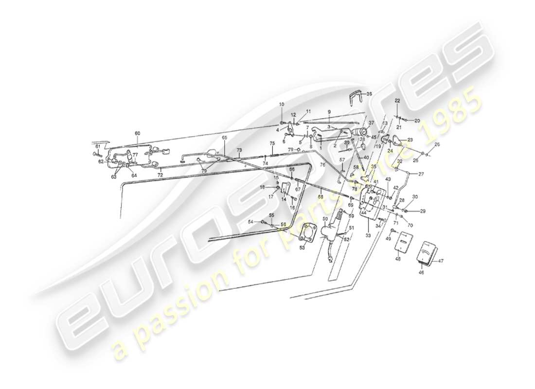 aston martin v8 virage (2000) teilediagramm für türverriegelung