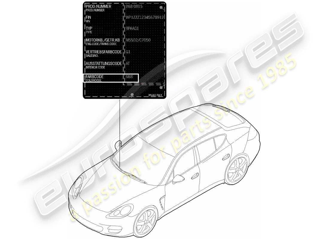 porsche 2011 (panamera 970) lackausbesserungsstift ersatzteildiagramm