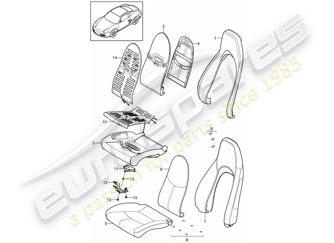 porsche 2009 (987 cayman) schaumteil teilediagramm