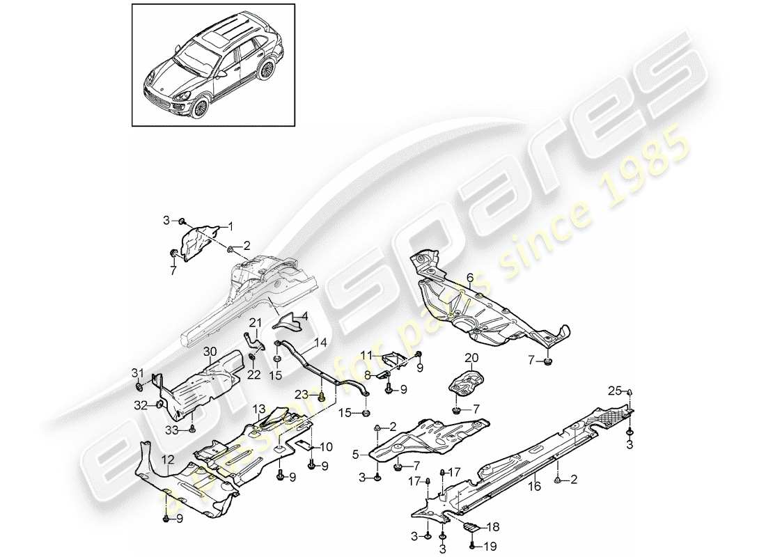 porsche 2017 (cayenne e2 92a) beschichtung teilediagramm