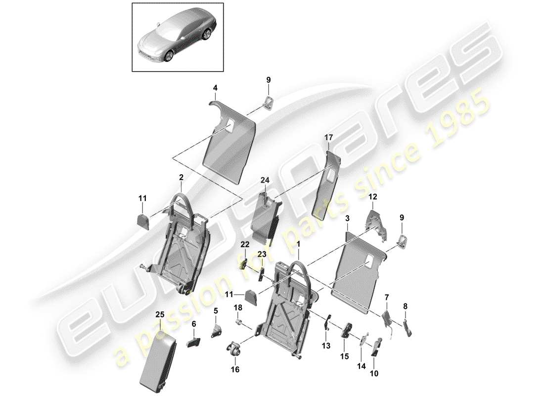 porsche 2020 (panamera 971-1) rückenlehne, ersatzteildiagramm