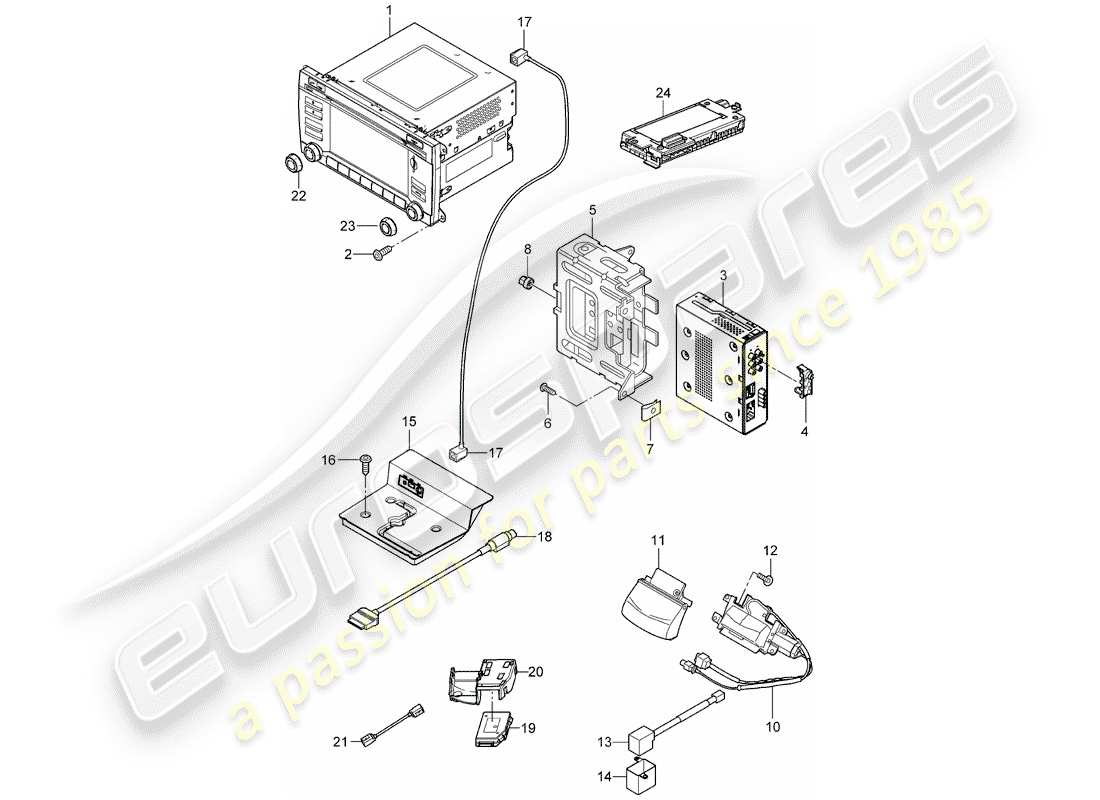 porsche 2008 (cayenne e1 9pa) radioeinheit ersatzteildiagramm