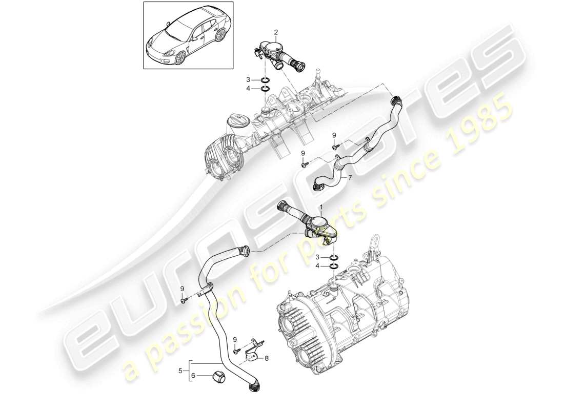 porsche 2010 (cayenne e1 9pa) kurbelgehäuseentlüftung teilediagramm