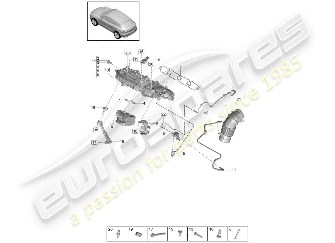 porsche 2019 (macan) ansaugluftverteiler teilediagramm
