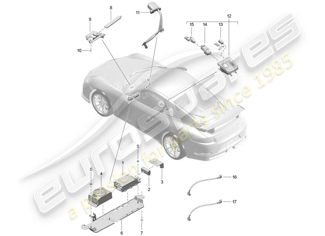 porsche 2020 (991-2 r/gt3/rs) für fahrzeuge mit telefon ersatzteildiagramm