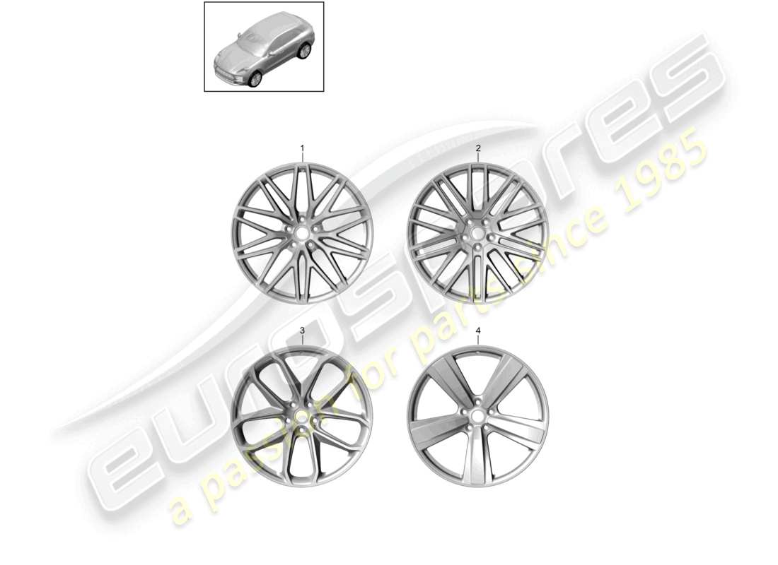 porsche 2020 (macan) leichtmetallfelge 21 teilediagramm