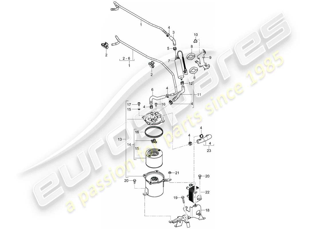 porsche 2008 (cayenne e1 9pa) kraftstoffsystem teilediagramm