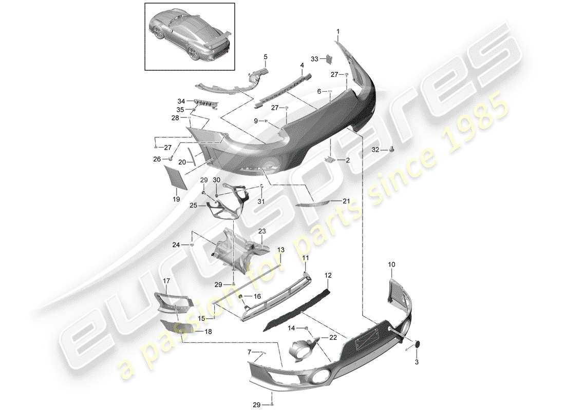 porsche 2016 (991-1 turbo) stoßstange ersatzteildiagramm