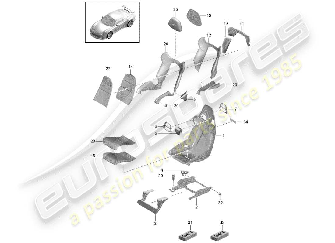 porsche 2020 (991-2 r/gt3/rs) seat-ersatzteildiagramm