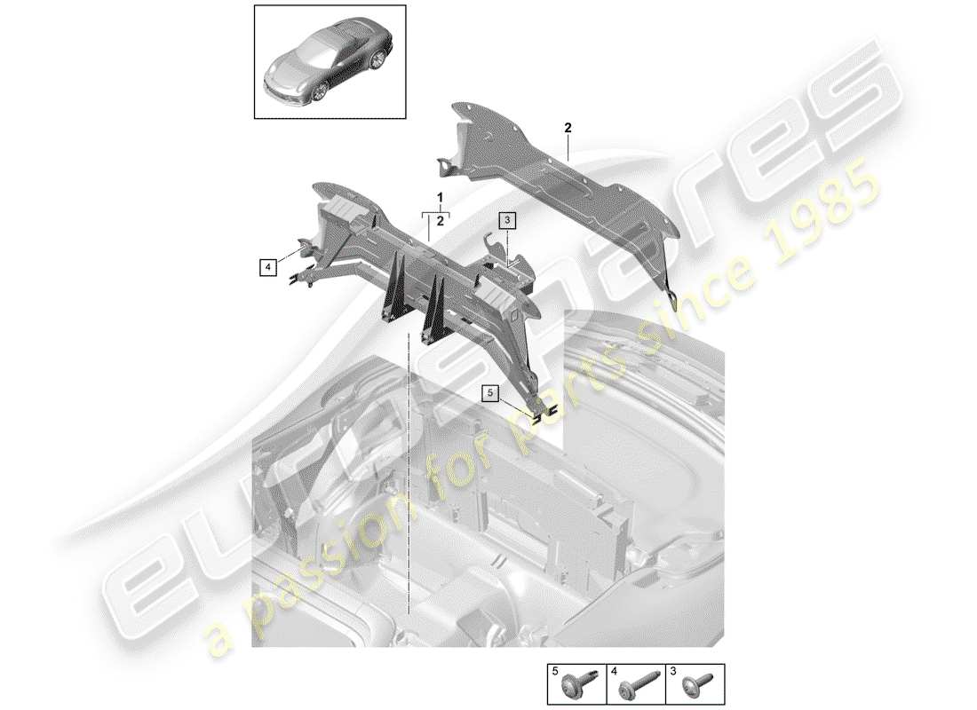 porsche 2020 (991-2 r/gt3/rs) quertraeger ersatzteildiagramm