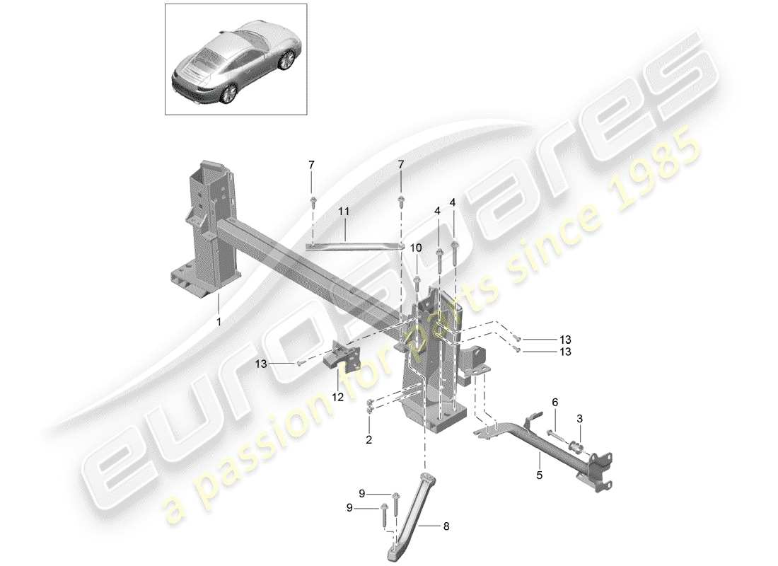 porsche 2014 (991-1) halterahmen ersatzteildiagramm
