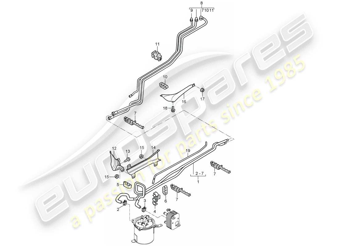 porsche 2008 (cayenne e1 9pa) kraftstoffsystem teilediagramm