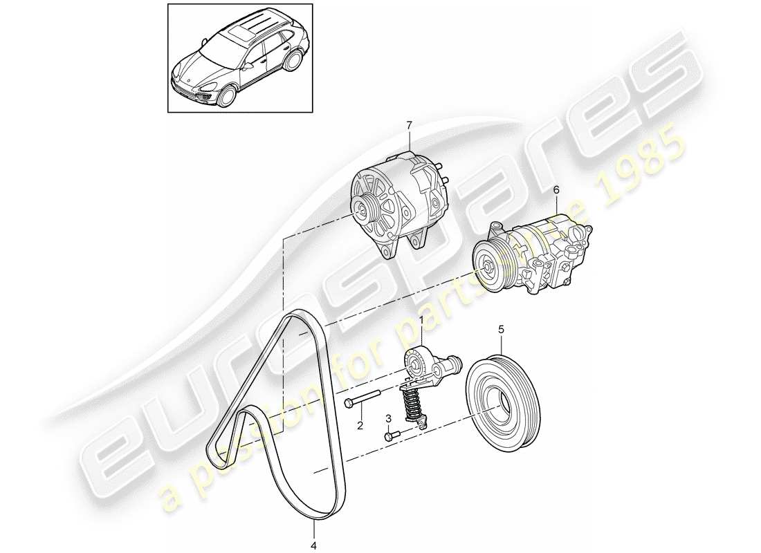 porsche 2013 (cayenne e2 92a) riemenspanner ersatzteildiagramm