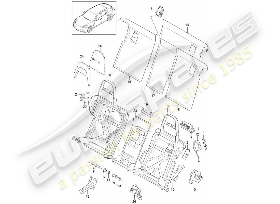 porsche 2013 (panamera 970) rückenlehne, ersatzteildiagramm