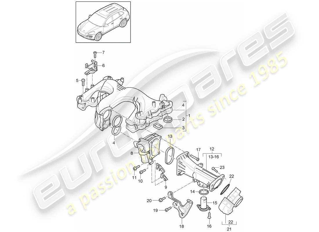 porsche 2013 (cayenne e2 92a) ansaugkrümmer - teilediagramm