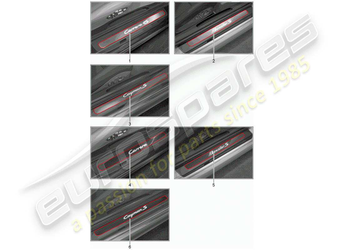 porsche 2020 (tequipment 98x/99x) einstiegsblech - schwellerplatte ersatzteildiagramm