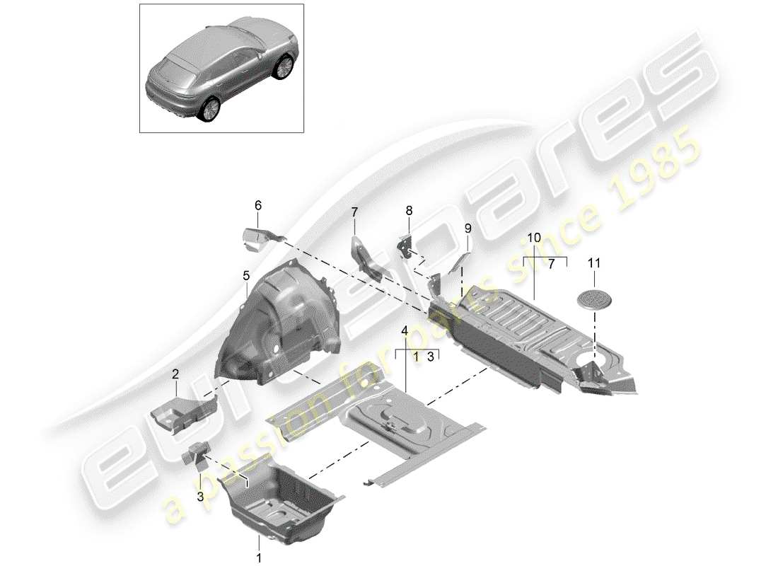 porsche 2020 (macan) bodenwanne - ersatzteildiagramm