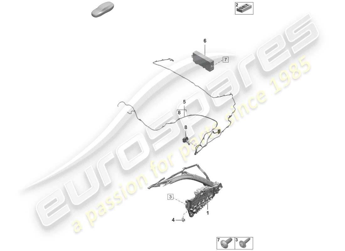 porsche 2019 (992-1) top frame ersatzteildiagramm