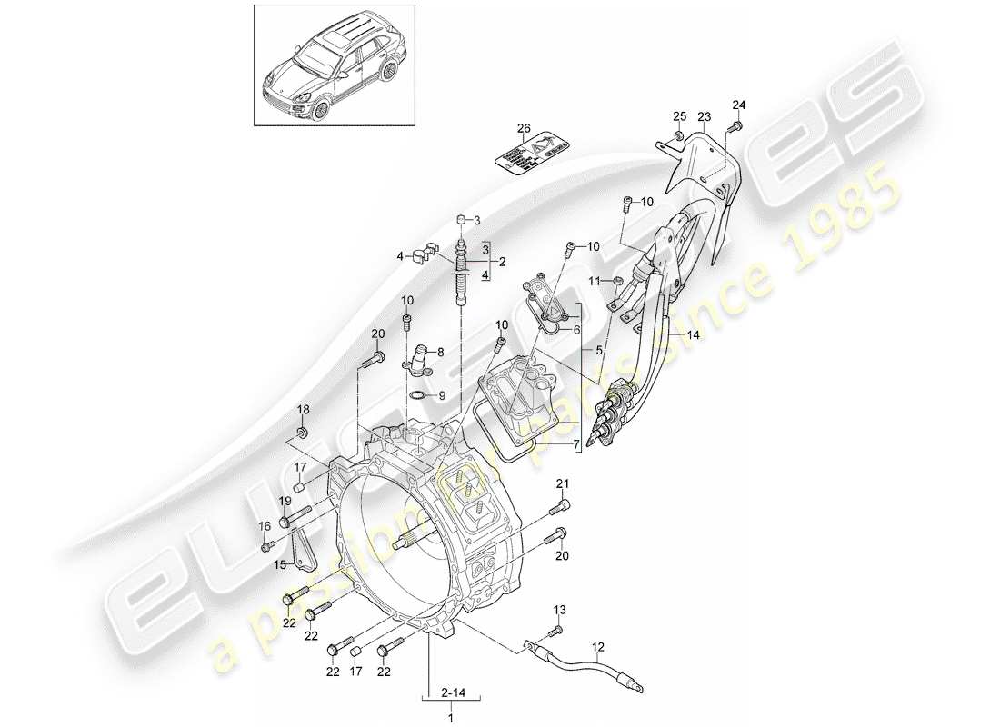porsche 2013 (cayenne e2 92a) fahrmotor für elektrische antrieb teilediagramm