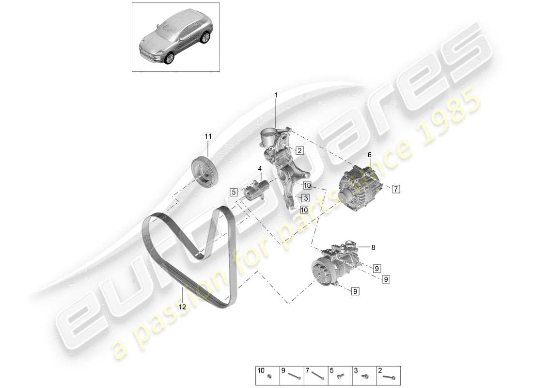 porsche 2019 (macan) keilrippenriemen ersatzteildiagramm
