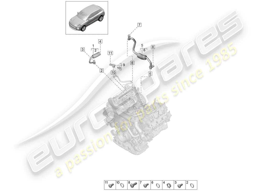 porsche 2019 (macan) wasserkühlung für ersatzteildiagramm