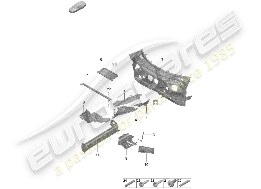 porsche 2020 (992-1) front end teilediagramm