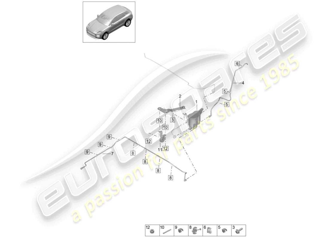 porsche 2020 (macan) aktivkohlebehälter teilediagramm