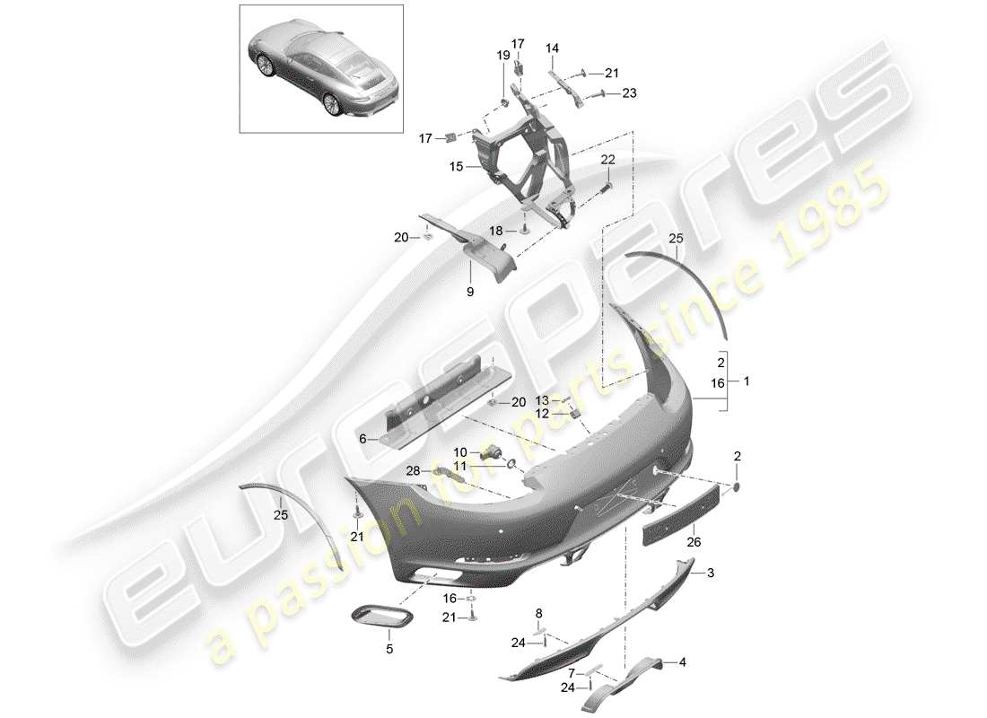 porsche 2019 (991-2) stoßstange ersatzteildiagramm