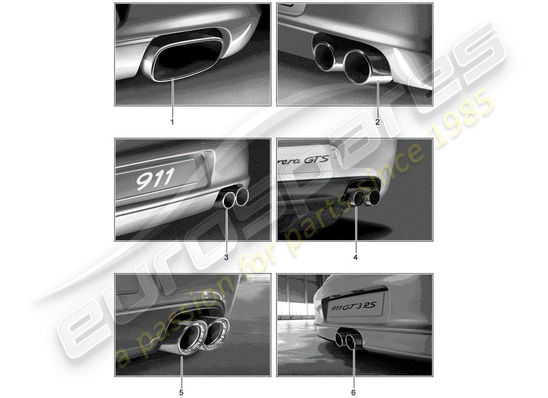 porsche 1995 (tequipment) sport-endrohr ersatzteildiagramm