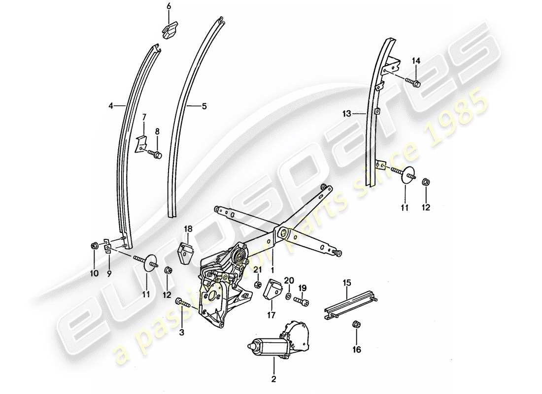 porsche 1990 (944) fensterheber - glaskanal ersatzteildiagramm