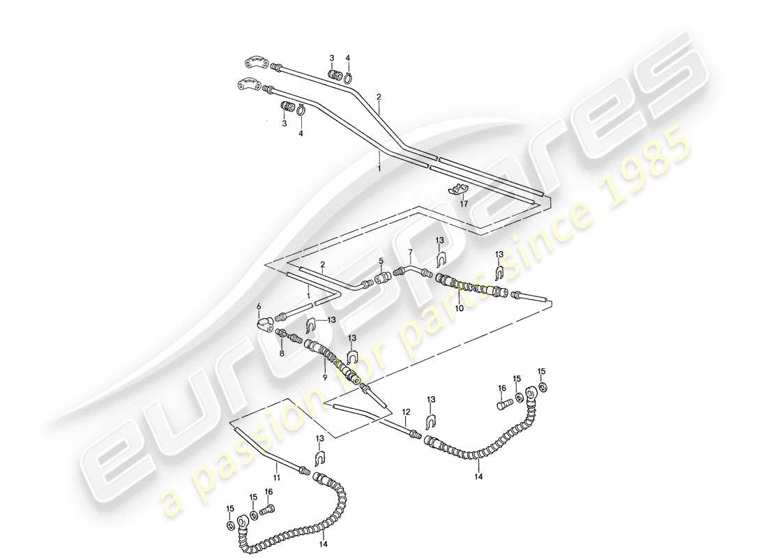 porsche 1987 (959) bremsleitungen ersatzteildiagramm