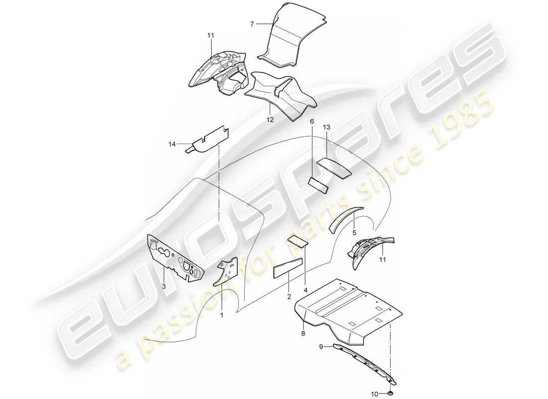 porsche 2008 (997-1 turbo / gt2) karosserie teilediagramm
