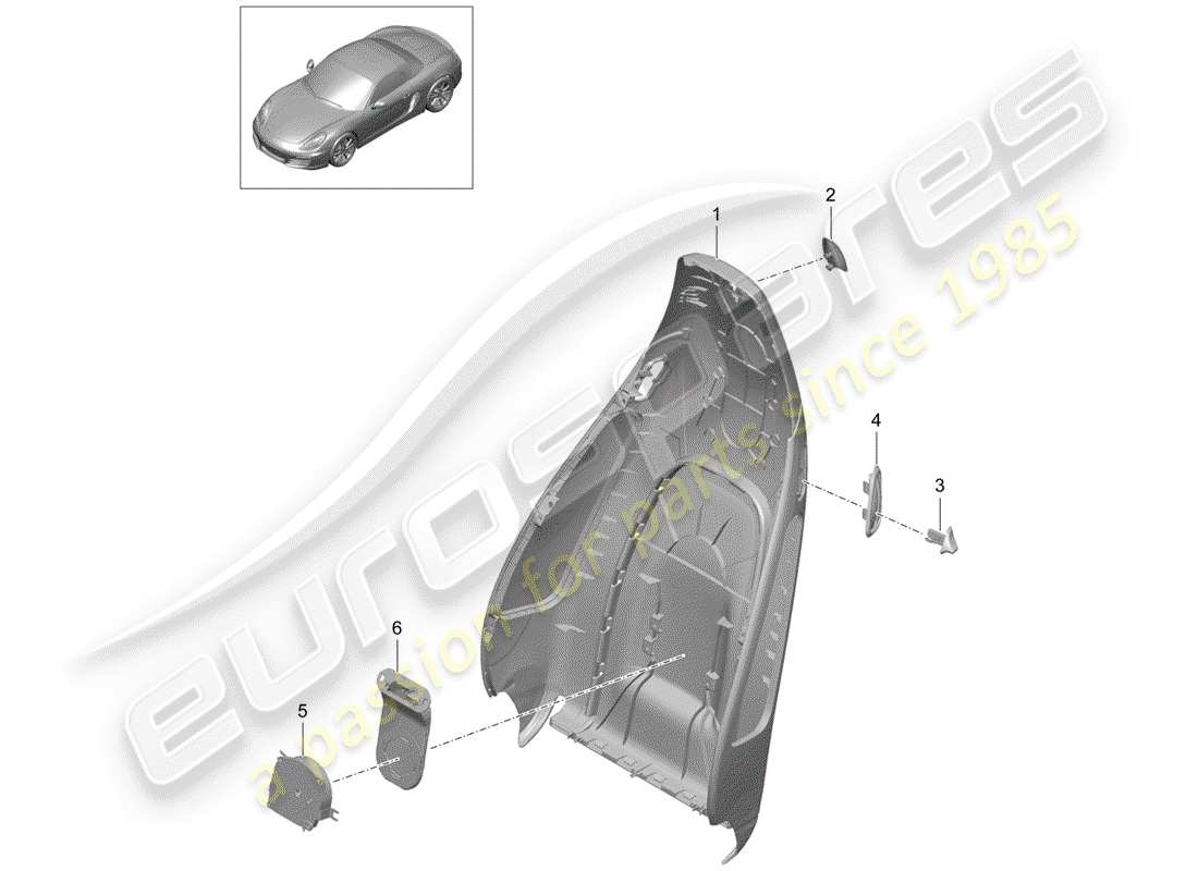 porsche 2013 (981 boxster) rückenlehnenschale ersatzteildiagramm