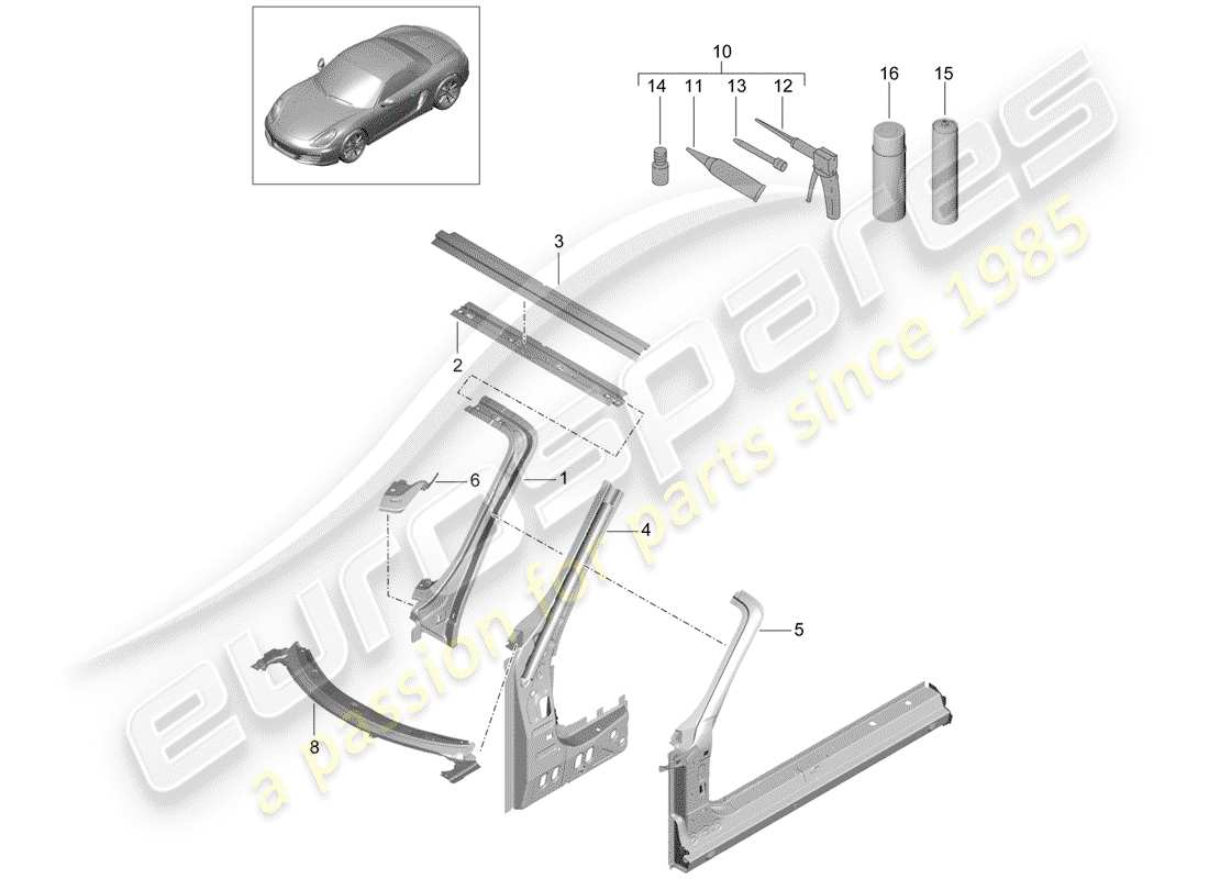 porsche 2014 (981 boxster) cowl-teilediagramm