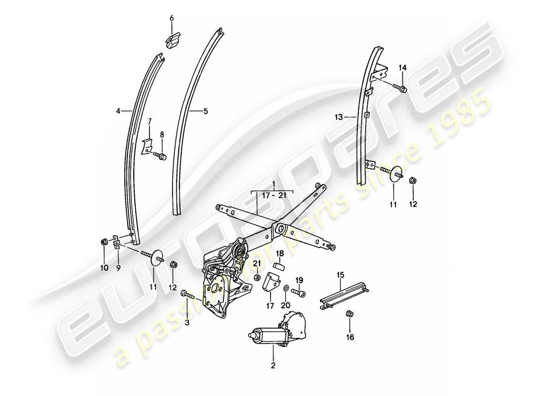 porsche 1994 (968) fensterheber - glaskanal ersatzteildiagramm