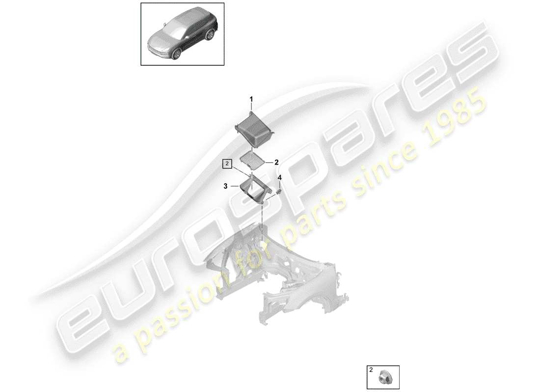 porsche 2018 (cayenne e3 9ya/9yb) frischluftansaugung - teilediagramm
