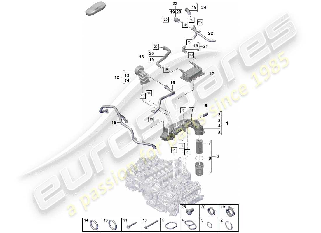 porsche 2020 (718 boxster spyder) motor (öldruck/schmierung) teilediagramm
