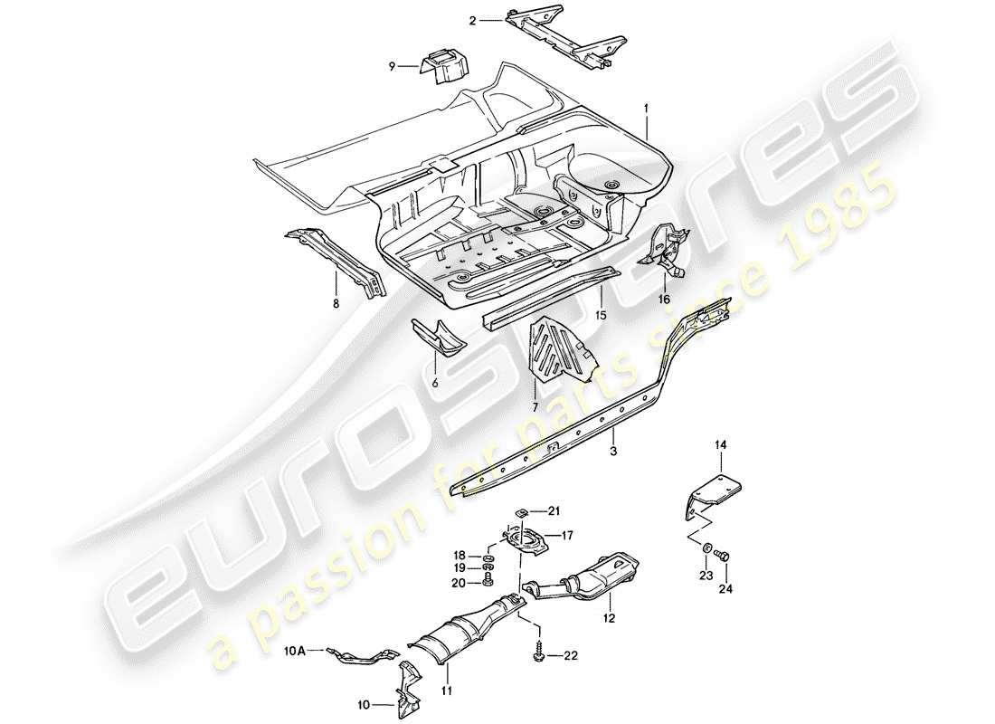 porsche 1986 (928) bodenwanne - ersatzteildiagramm