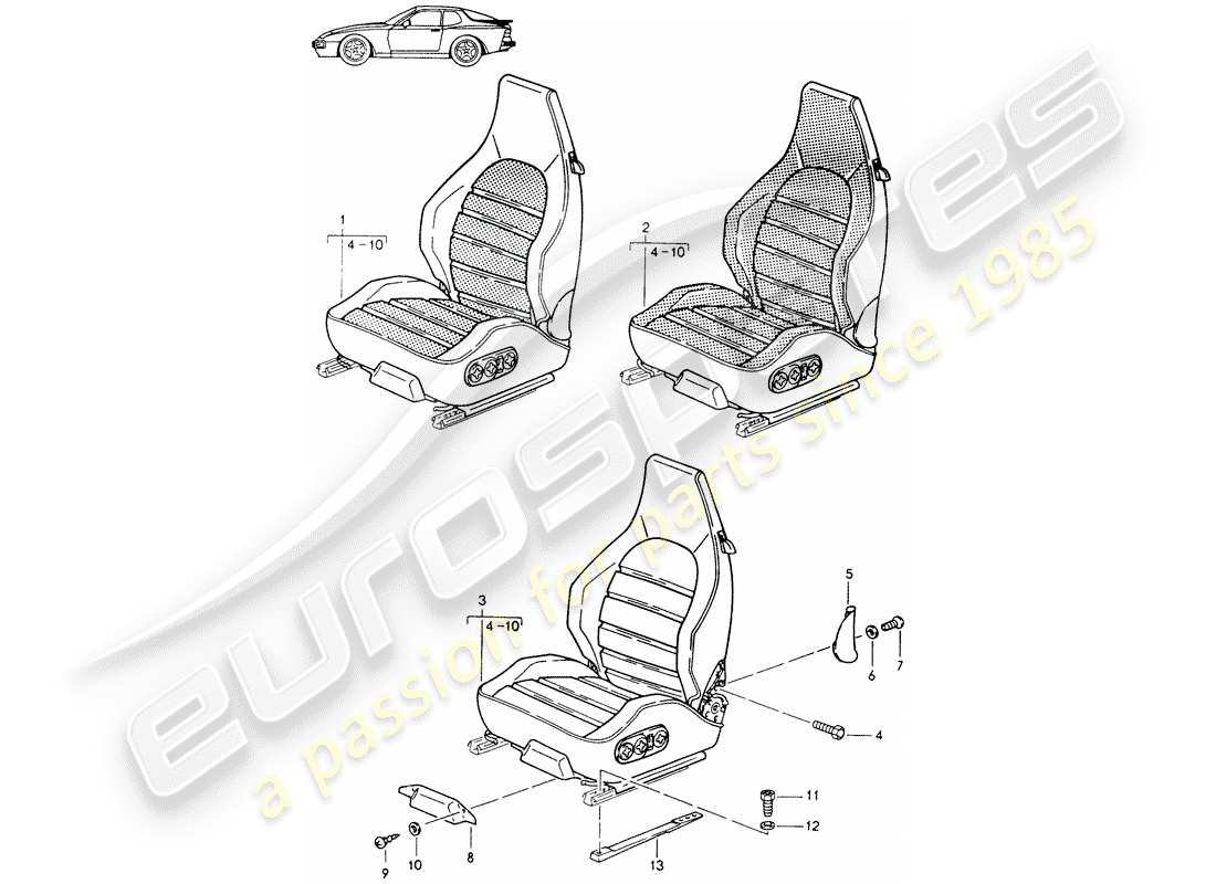porsche 1987 (seats for 944/968/911/928) sportsitz - komplett - d - mj 1989>> - mj 1991 ersatzteildiagramm