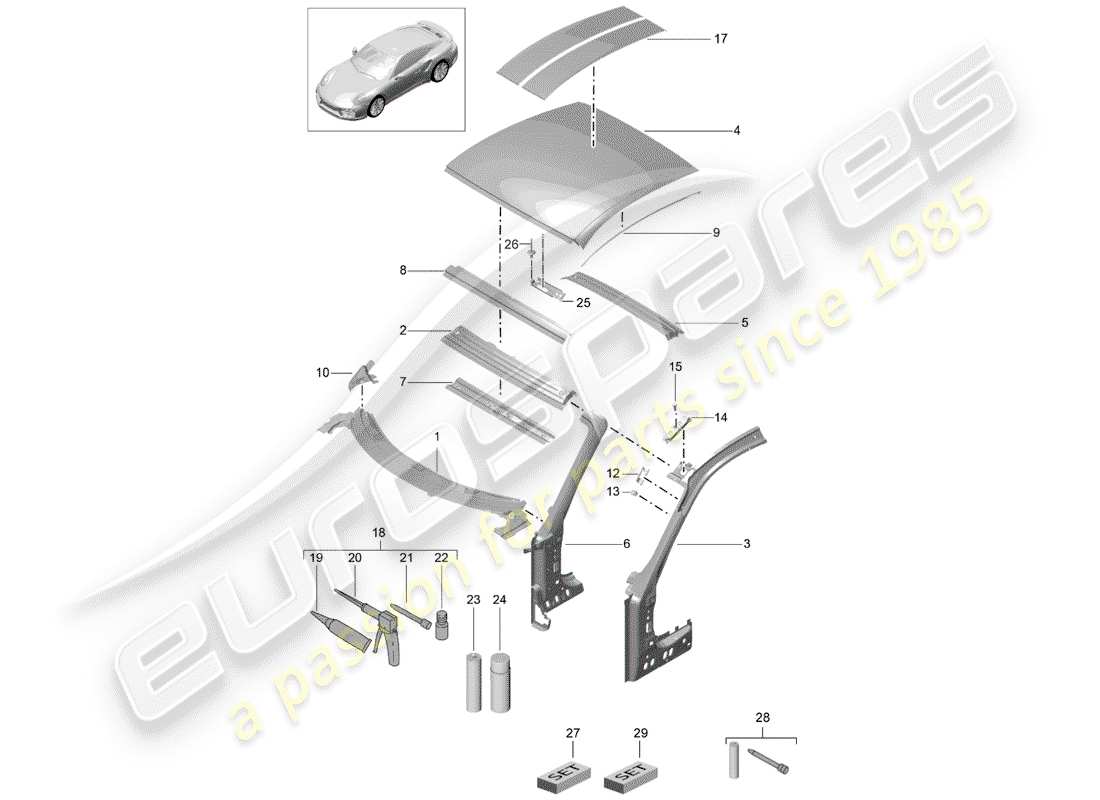 porsche 2014 (991-1 turbo) cowl-teilediagramm