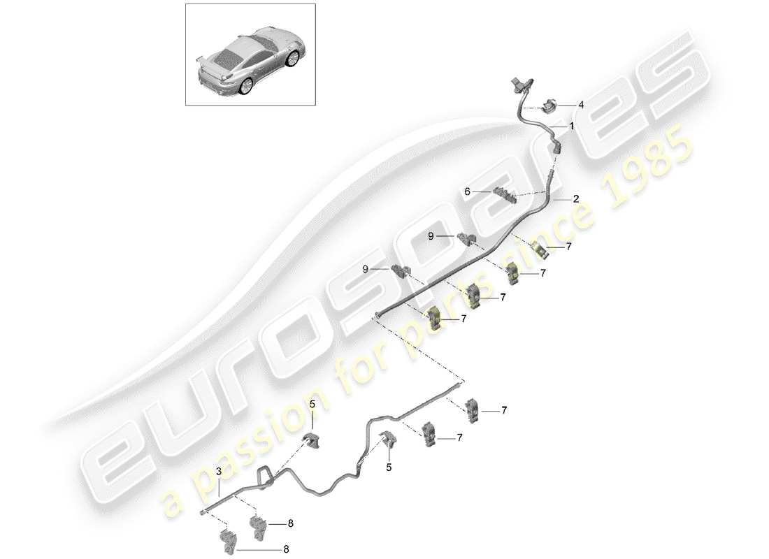 porsche 2014 (991-1 turbo) vakuumleitung - teilediagramm