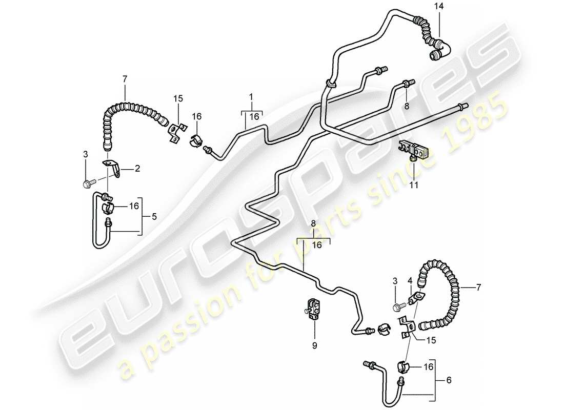 porsche 2010 (997-2 gt3) bremsleitung ersatzteildiagramm