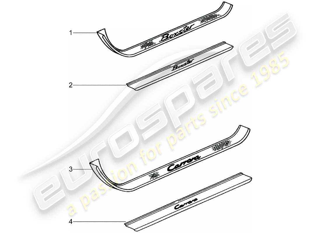 porsche 2001 (tequipment) einstiegsblech - schwellerplatte ersatzteildiagramm
