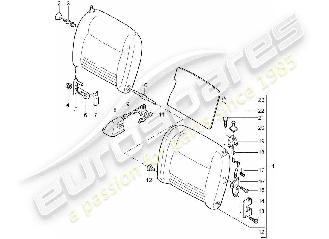 porsche 2003 (996 turbo / gt2) notsitz-rückenlehne ersatzteildiagramm
