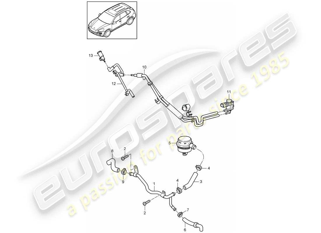 porsche 2015 (cayenne e2 92a) kurbelgehäuseentlüftung teilediagramm