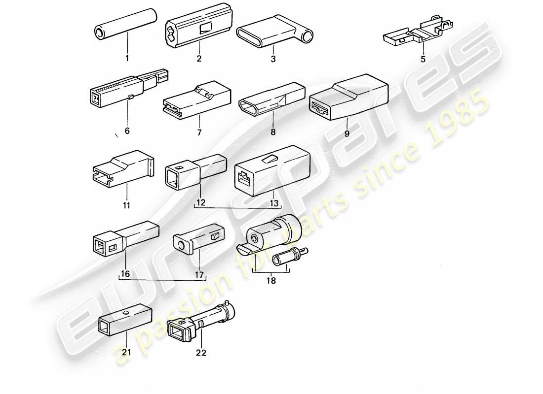 porsche 1990 (944) stossverbinder - steckergehäuse - einpolig ersatzteildiagramm