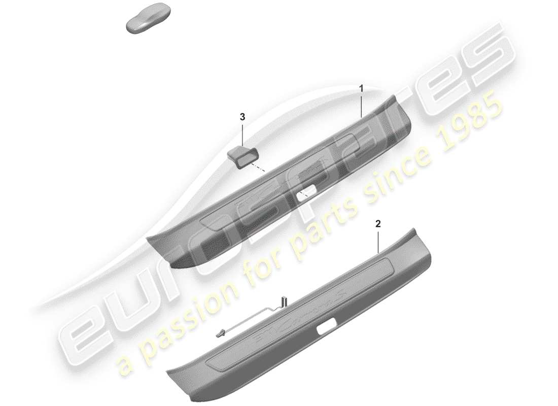 porsche 2019 (992-1) einstiegsblech - schwellerplatte mit ersatzteildiagramm