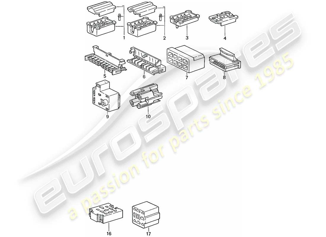 porsche 1991 (944) steckverbindergehäuse - 8-pole - 9-pole ersatzteildiagramm