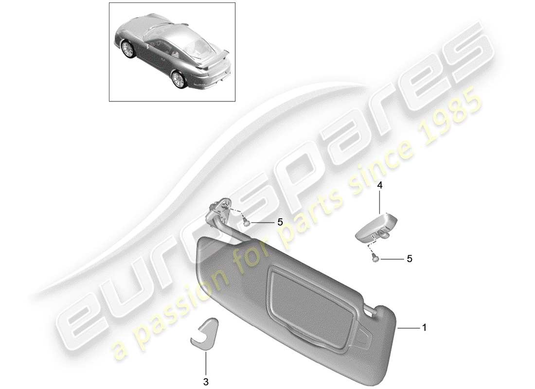 porsche 2018 (991-2 r/gt3/rs) sonnenblenden ersatzteildiagramm