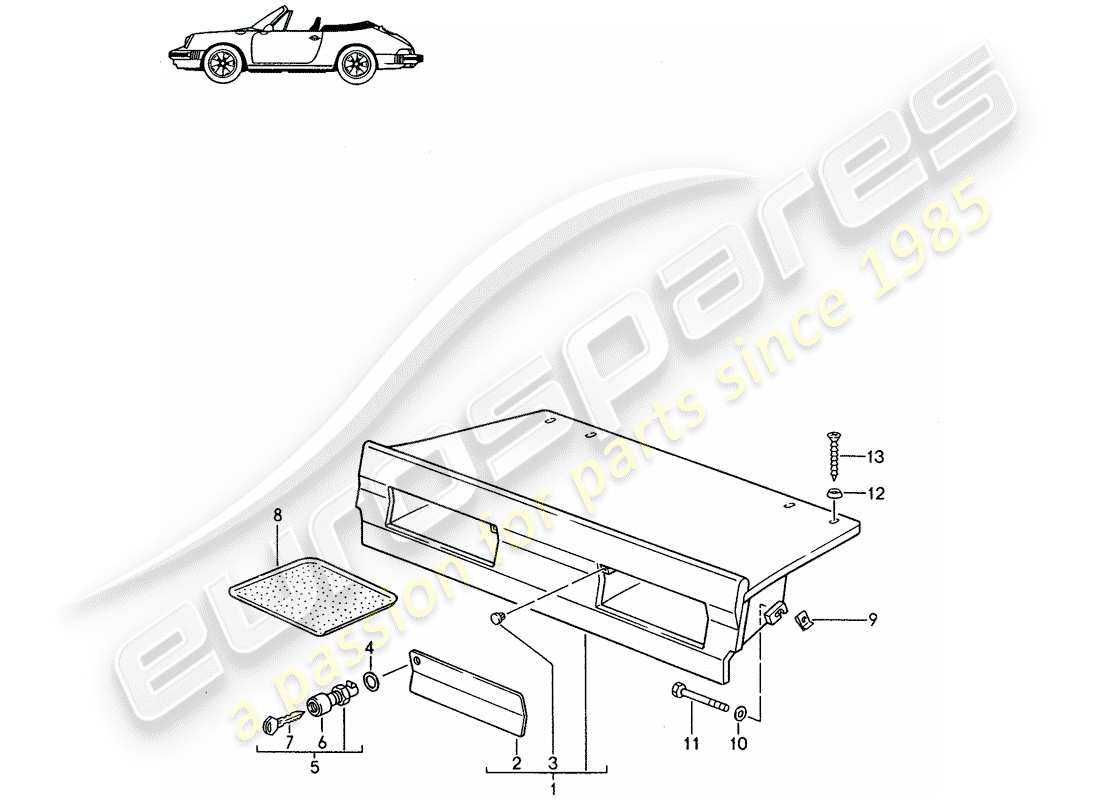 porsche 1987 (seats for 944/968/911/928) gepäckträger - - d - mj 1985>> - mj 1986 ersatzteildiagramm